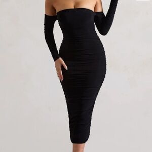 Club L London Elegant Black Long Sleeve Dress